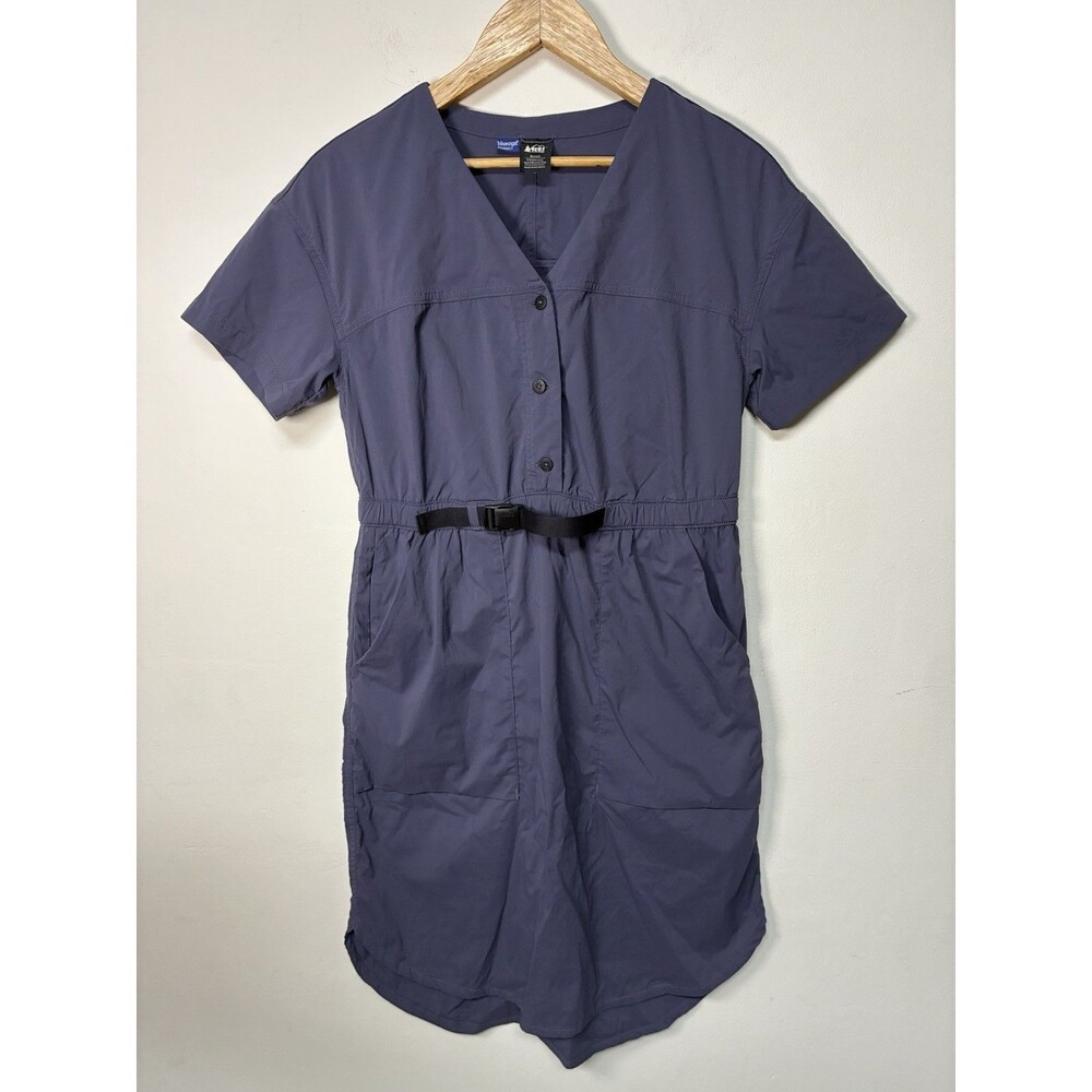 REI Co Op Sahara Dress Womens Size Small Greystone Blue Short Sleeve Outdoors